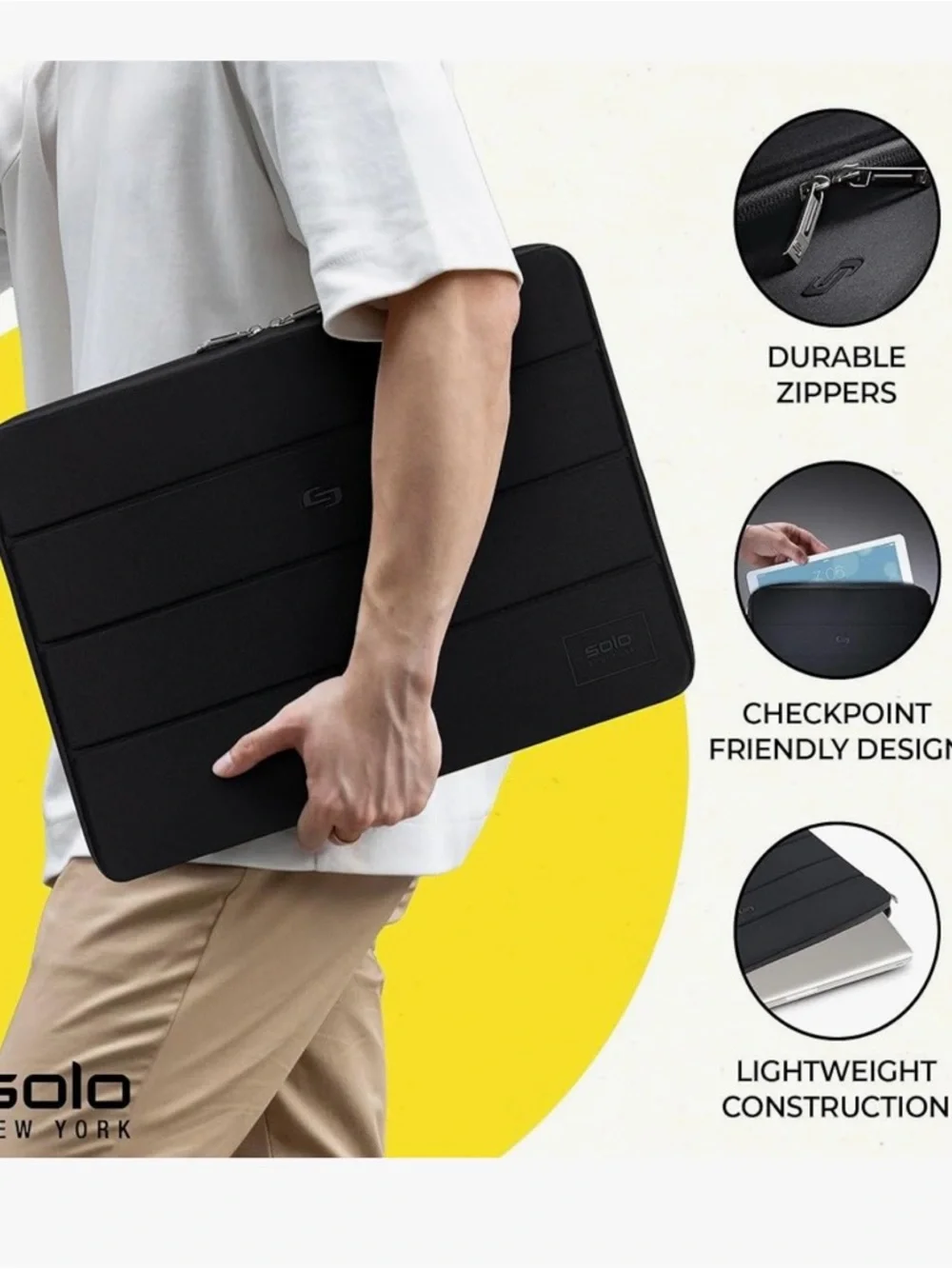 Solo New York Pro Padded Ultrabook Bond Sleeve Laptop MacBook Black